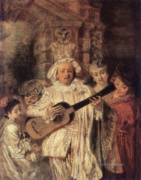  Watteau Canvas - Gilles and his Family Jean Antoine Watteau
